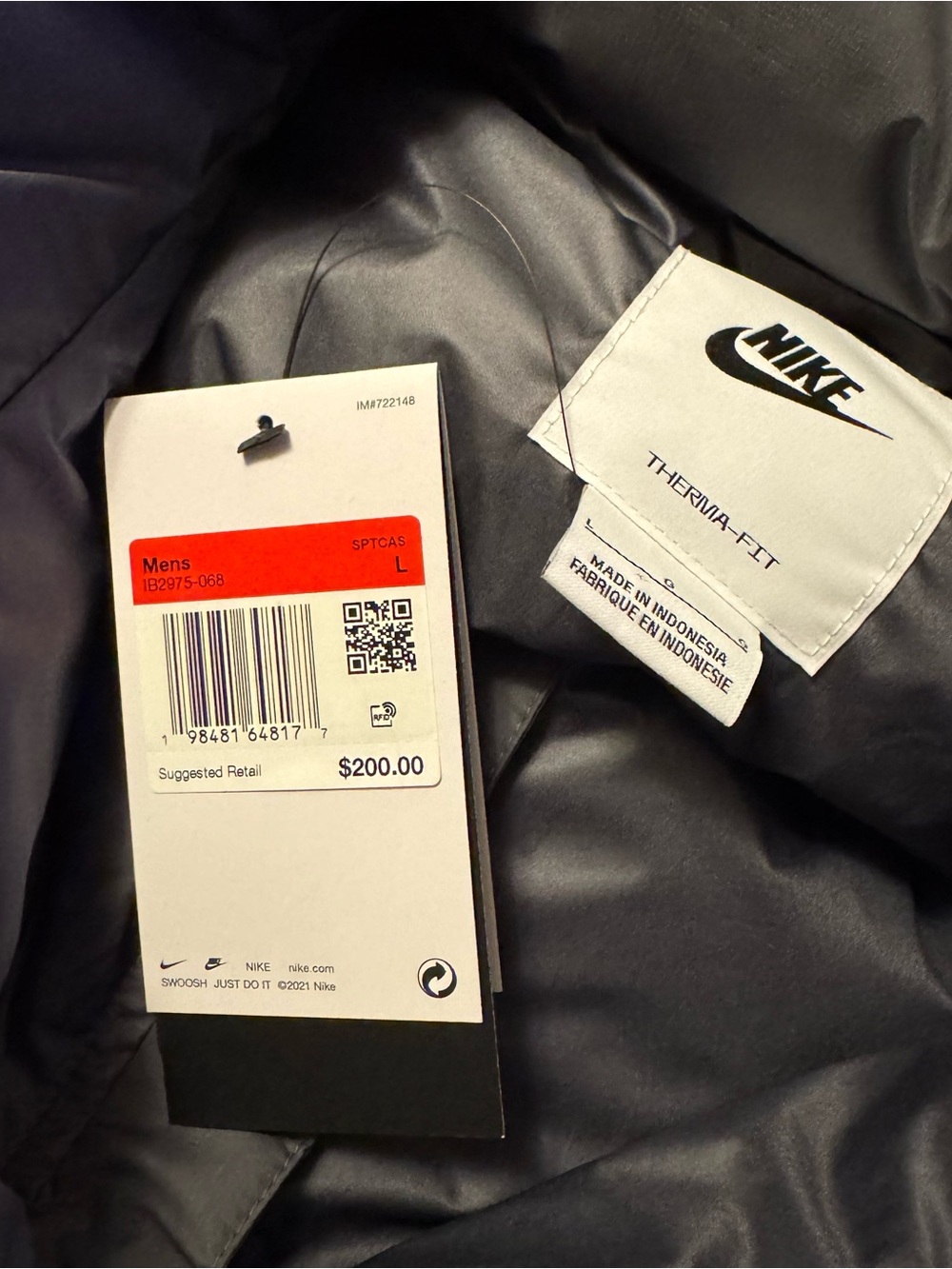 Nike Puffer Jacket Gray 650 Therma Fit Down Full Zip Men’s Size Large NWT - Picture 8 of 11